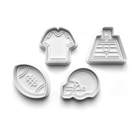 Cookie Cutters Set 4 PCS American Football Sport Cookie Stamp Cookie Cutter Mould Dough Fondant for Kid DIY Cookie Making