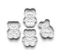 Cookie Cutters Set 4 PCS Baby Teddy bears Cookie Stamp Cookie Cutter Mould Dough Fondant for Kid DIY Cookie Making