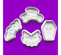 Cookie Cutters Set 4 PCS Boo Happy Halloween Cookie Stamp Cookie Cutter Mould Dough Fondant for Kid DIY Cookie Making