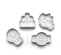 Cookie Cutters Set 4 PCS Boxing Glover Boxer Champ Cookie Stamp Cookie Cutter Mould Dough Fondant for Kid DIY Cookie Making
