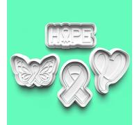 Cookie Cutters Set 4 PCS Breast Cancer October Ribbon Cookie Stamp Cookie Cutter Mould Dough Fondant for Kid DIY Cookie Making