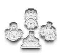 Cookie Cutters Set 4 PCS Circus Clown Tent Elephant Lion Cookie Stamp Cookie Cutter Mould Dough Fondant for Kid DIY Cookie Making