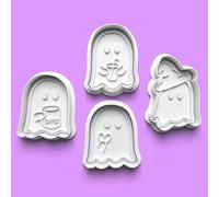Cookie Cutters Set 4 PCS Cute Kawaii Halloween Ghosts Cookie Stamp Cookie Cutter Mould Dough Fondant for Kid DIY Cookie Making