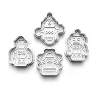 Cookie Cutters Set 4 PCS Cyborg mechanical Robots Cookie Stamp Cookie Cutter Mould Dough Fondant for Kid DIY Cookie Making