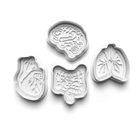 Cookie Cutters Set 4 PCS Human Organs Body Parts Cookie Stamp Cookie Cutter Mould Dough Fondant for Kid DIY Cookie Making