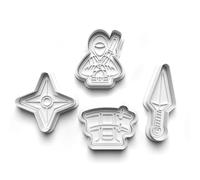 Cookie Cutters Set 4 PCS Ninja Assassins Sword Cookie Stamp Cookie Cutter Mould Dough Fondant for Kid DIY Cookie Making