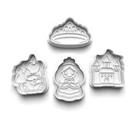 Cookie Cutters Set 4 PCS Princess Crown & Castle Cookie Stamp Cookie Cutter Mould Dough Fondant for Kid DIY Cookie Making