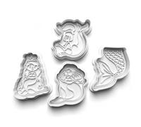 Cookie Cutters Set 4 PCS Underwater Mermaid Cookie Stamp Cookie Cutter Mould Dough Fondant for Kid DIY Cookie Making