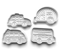 Cookie Cutters Set 4 PCS Vehicles London Bus Van Cookie Stamp Cookie Cutter Mould Dough Fondant for Kid DIY Cookie Making