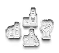 Cookie Cutters Set 4 PCS Wine Cocktail Whiskey Beer Cookie Stamp Cookie Cutter Mould Dough Fondant for Kid DIY Cookie Making