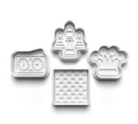 Cookie Cutters Set 4PCS Chess Set Board Cookie Stamp Cookie Cutter Mould Dough Fondant for Kid DIY Cookie Making