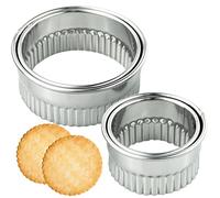 Cookie Cutters, Set of 4 Round Biscuit Cutter Stainless Steel Pastry Cutter Moulds for Kids, Baking Cutters for Dough, Pastry, Donut, Fondant, Fruit, Vegetable, DIY Cake Decoration