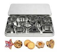 Cookie Cutters Shapes Baking Set, 30Pcs Mini Cookie Cutters with Metal Packaging Box, Stainless Steel Biscuit Cutter, Flower Heart Star Raindrop Geometric Shapes Cutters for Baking Biscuits Pastry