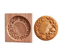 Cookie Cutters Wooden Easy Release Reusable Food-Grade Press | Cookie Cutter Embossed Shapes for Dough Cake Dessert Kitchen Bakery Farmhouse Party Birthday Christmas Holiday hedgehog
