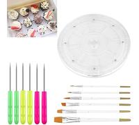 Cookie Decorating Kit Supplies Including 1 Acrylic Cookie Turntable, 6 Cookie Fondant Brushes 6 Cookie Scribe Needle DIY Cookie Turntable Supplies Royal Icing Tools Cookie Turntable Decorating