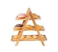 Cookie Display Stand - Lumber Cake Display, Rustic Tiered Fruits Holder | 3 Tiered Tray Stand Food Display Rack, Rectangle Food Display Platter Donut Stand for Tea Wedding