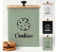 Cookie Jar with Airtight Lid - 1 Gallon - 6"D x 8"H Green Iron Cookie Tin with Bamboo Lid - Large Cookie Jars with Lids Airtight - Farmhouse Cookie Jars for Kitchen Counter Decorative - Cookies Jar