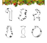 Cookie Molds for Christmas, Stainless Steel Snowman Candy Cane,Metal Holiday Molds Cookie Cutter Set - for Food Fondant Cheese Dessert Pastry Winter Party Kids Adults Family