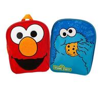Cookie Monster & Elmo Fluffy Kids Backpack - Red and Blue Sesame Street School Bag with Fun Character Design, Adjustable Shoulder Straps, Lightweight Backpack for Nursery, School, Travel and Gifts