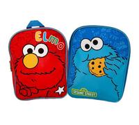 Cookie Monster & Elmo Kids Backpack - Red and Blue Sesame Street School Bag with Fun Character Design, Adjustable Shoulder Straps, Lightweight Backpack for Nursery, School, Travel and Gifts