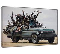 COOKIE MONSTER MILITIA WALL ART BY BANKSY PRINT ON FRAMED CANVAS PICTURES DECORATION READY TO HANG 12x 8inch -18mm depth