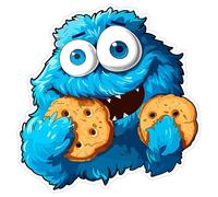 Cookie Monster Sticker 4 Inch Sesame Street Cookie Lover - Waterproof Vinyl Decal for Laptop Water Bottle Car Tumbler - Durable Funny Aesthetic Long-Lasting Stickers for Adults ID44990