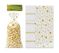 Cookie Packaging Bags - 50 Pack Treat Bags | Clear Gift Wrappers - Star Cookie Bag with 60 Twist Ties for Homemade Biscuits Candy Favors and Party Present Giving