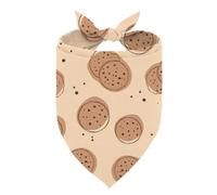 Cookie Pattern Dog Bandana, Food Lover Pet Kerchief with Biscuit Print, Adjustable Comfortable Dog Scarf, Cute Triangle Cookie Print Pet Kerchief for Small Medium Dogs
