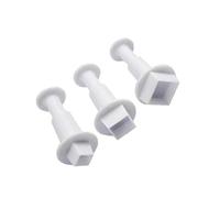 Cookie Plunger Cutter Square Shaped Cupcake Toppers Mold Cake Decorating Tool for Fondant Gum Pastry 3Pcs