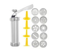 Cookie Press Biscuit Maker,Biscuit Press 10/20pcs Aluminum Cookie Maker Press Kit Manual Churros Maker Machine Christmas Cookie Press Gun Baking Tools(10PCS)