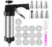Cookie Press Biscuit Maker,Biscuit Press Cookie Maker Press Kit Stainless Steel Extruder Press Cookie Gun Kit Reusable Kitchen Baking Tool for Cookie Making(A)
