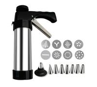 Cookie Press Biscuit Maker,Biscuit Press Stainless Steel Cake Cream Decorating Gun Sets Cookie Making Machine Nozzles Mold Extruder Kitchen Baking Tools(B)