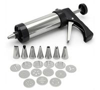 Cookie Press, Churro Maker with Different Shapes Mold Nozzles Storage Box Premium Stainless Steel Plastic Portable, Cookie Baking Gadgets for Churros Cake Decorating