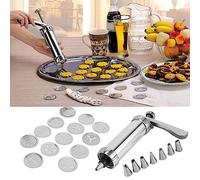 Cookie Press Gun Kit, Stainless Steel Biscuit Press Baking Tools Accessories Churro Maker with 13 Cookies Mold and 7 Piping Nozzle for DIY Biscuit Cake Dessert Making