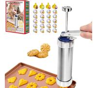 Cookie Press Gun with 20 Discs & 4 Tips - Cookie Maker Machine for Spritz Cookies, Baking & Cake Decorating | Includes Cheese Press Function | Great Gift for Christmas Thanksgiving Holidays