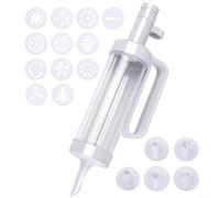 Cookie Press Machine for Baking, 18 Pcs DIY Dessert Decorating Set with 6 Nozzles and 12 Discs, Plastic Cookie Maker Tools for Cookies Cakes, White