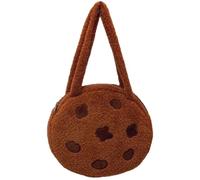 Cookie Purse, Cute Plush Fluffy Chocolate Cookie Novelty Purse Large Capacity Soft Cozy Crossbody Bag for Women Girl, 7.9inch