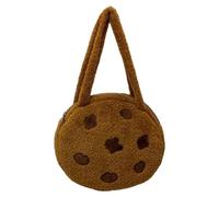 Cookie Purse Fluffy Round Y2k Purse Chocolate Brown Cute Sweet Kawaii Tote Bag for Adding a Playful Touch to Your Everyday Carry - Y2k