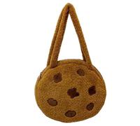Cookie Purse for Women, Fluffy Chocolate Brown Shoulder Bag with Zipper Closure, Fun Cookie Design Plush Coin Pouch, Mini Round Handbag for Essentials & Gifts for Home Daily Use