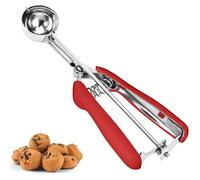 Cookie Scoop, Ice Cream Scoop, 1Tbsp/15 ml/0.5oz Cookie Scoops for Baking, 18/8 Stainless Steel Cookie Scooper for Baking, Cookie Dough Scoop with Non-slip Grip (Red)