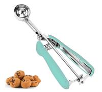 Cookie Scoop, Ice Cream Scoop, 2Tsp/10ml/0.34oz Cookie Scoops for Baking, 18/8 Stainless Steel Cookie Scooper for Baking, Mini Cupcake Scoop, Cookie Dough Scoop with Non-slip Grip (Mint)