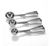 Cookie Scoop, Ice Cream Scoop, Cookie Scoops for Baking Set of 3 with Cookie Dough Scoop, 3Pcs Cookie Scooper for Baking, Stainless Steel Cookie Scoop Set, Ice Cream Scooper with Trigger Release