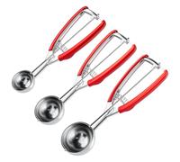 Cookie Scoop Set 3Pcs, Stainless Steel Ice Cream Scoop with Trigger Release - Heavy Duty Cookie Dough Scoop for Baking, Non-Slip Silicone Handle for Cookies Ice Cream