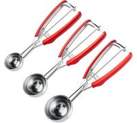 Cookie Scoop Set 3Pcs, Stainless Steel Ice Cream Scoop with Trigger Release - Heavy Duty Cookie Dough Scoop for Baking, 1 Tbsp/2 Tbsp/3 Tbsp Sizes with Non-Slip Handle for Cookies, Melon Ball, Cupcake