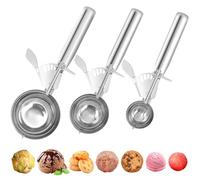 Cookie Scoops Set of 3 Ice Cream Scoop with Trigger 18/8 Stainless Steel, 3PCS Different Size Cupcake Scoop for Baking Mashed Potatoes Meatball Watermelon Muffin Batter Measuring (7cm + 5.8cm + 4cm)