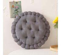 Cookie Shaped Round Chair Cushion 16Inch Velvet Soft Seat Cushion for Dining Chairs Non-Deformation Hip Support Floor Pillow for Office Home Meditation(Gray)