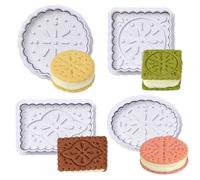 Cookie Stamps Set, 4 Pcs Cookie Press Mold, 3D Classic Cookie Cutter with Plunger Stamp, 4 Styles Funny Cookie Biscuit Molds for Treats DIY Baking, Cake, Pastry (Style B)