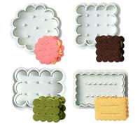 Cookie Stamps Set, 4 Pcs Cookie Press Mold, 3D Classic Cookie Cutter with Plunger Stamp, 4 Styles Funny Cookie Biscuit Molds for Treats DIY Baking, Cake, Pastry (Style C)