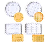 Cookie Stamps Set, 4 Pcs Cookie Press Mold, 3D Classic Cookie Cutter with Plunger Stamp, 4 Styles Funny Cookie Biscuit Molds for Treats DIY Baking, Cake, Pastry (Style A)