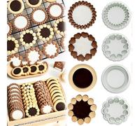 Cookie Stamps Set of 4,3D Flower Cookie Cutter - Chocolate Sandwich Cookie Cutters Jam Biscuit Cutters,Cookie Press Mold Plunger Mold,DIY Fondant Stamp Biscuit Moulds for Baking